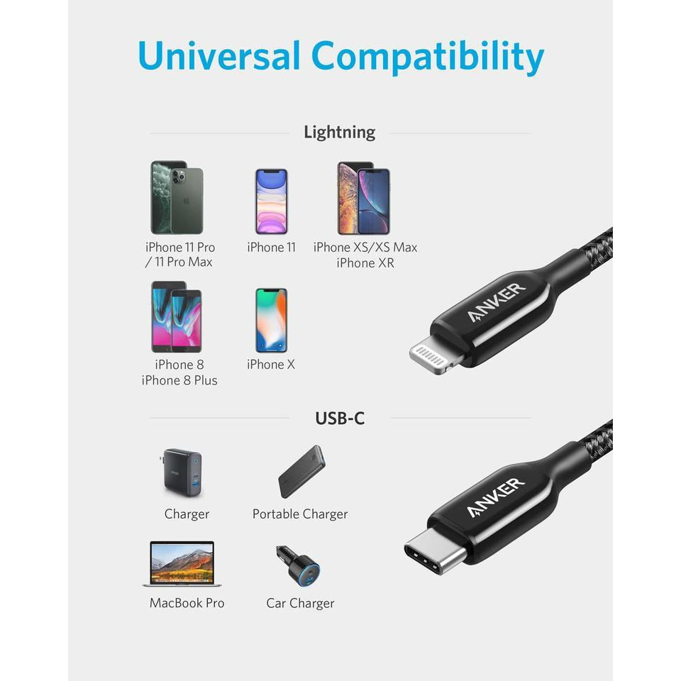 Anker PowerLine + III USB-C To Lightning 0.9m/3ft - Black