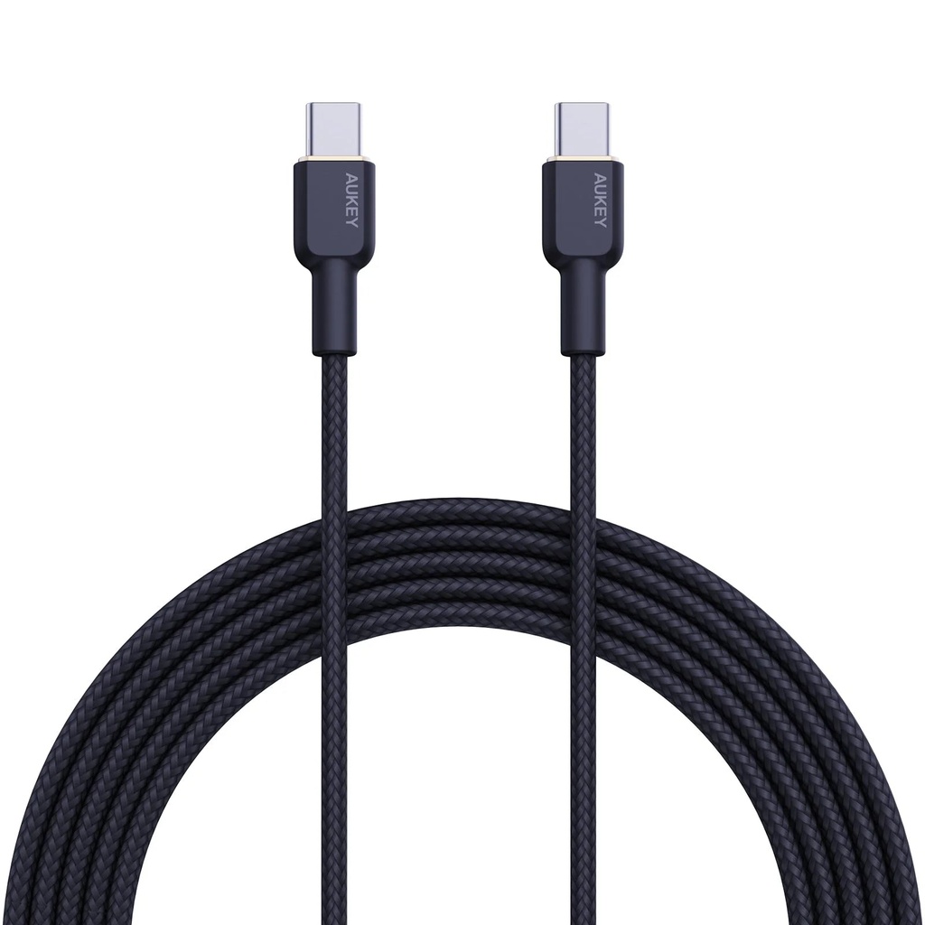 Aukey CB - NCC1 Black Circlet CC 60W Nylon Braided USB-C Cable - 1 Meter - Black