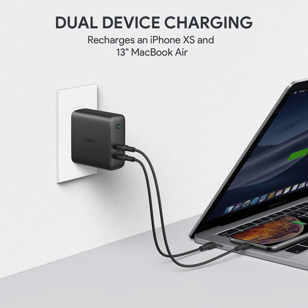 Aukey Focus Duo 63W - Dual-Port PD Wall Charger