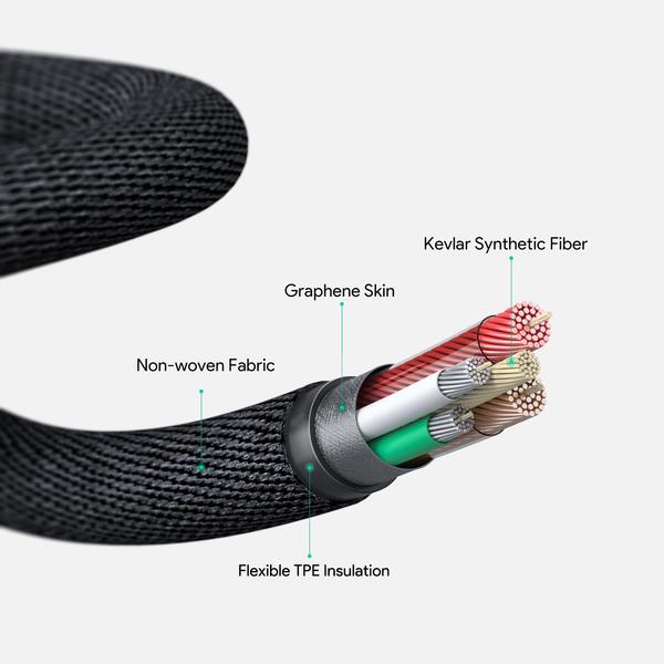 Aukey MFI 18W USB-C To Lightning Kevlar Cable - 1.2 Meter - Black