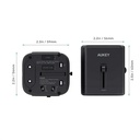 Aukey Universal Adapter with 3 USB Ports - Black