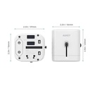 Aukey Universal Adapter with 3 USB Ports - White