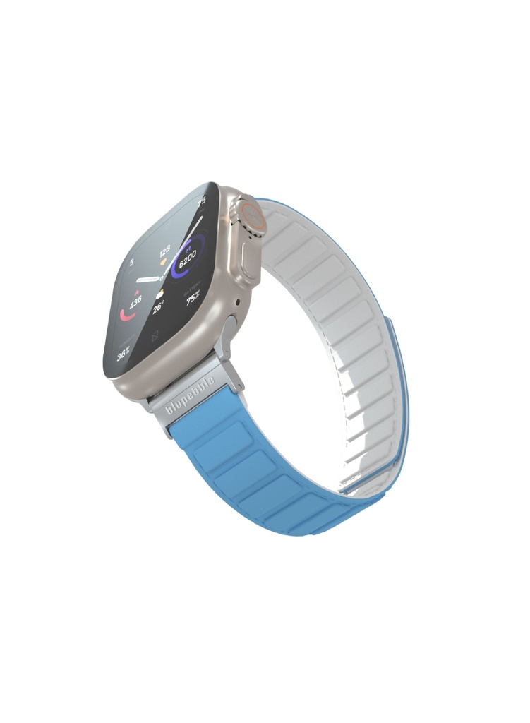 Blupebble Matterhorn Silicone Reversible Magnetic Strap 49mm / 45mm / 44mm / 42mm Blue/White