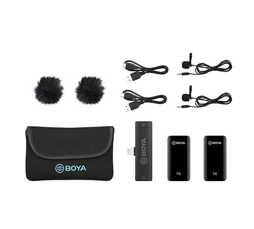 Boya BY - XM6 S4 Ultracompact 2.4GHz Dual - Channel Wireless Microphone System 2 Transmitters + 1 Receiver with Lightning Jack