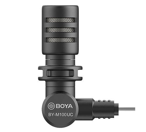 Boya Mininature Condenser Microphone USB-C Connector for device such as Smartphones, computers, Tablets