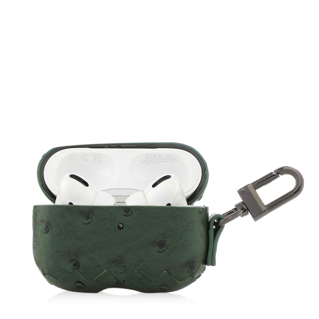 CLOAK - Ostrich Leather Case For AirPods Pro - Dark Green