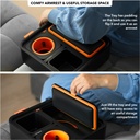 CouchConsole Cup Holder with Phone Stand Tray - Dark Orange