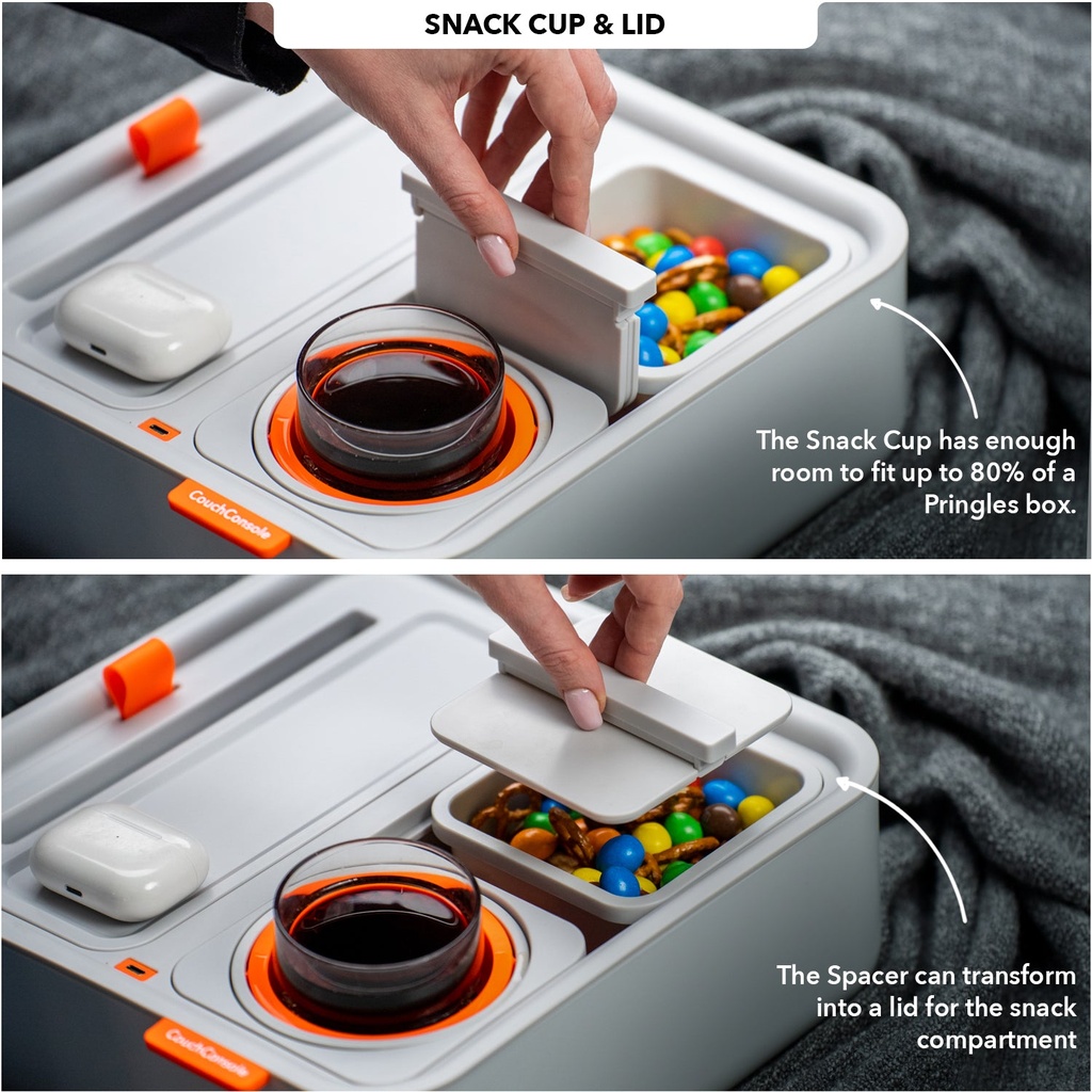 CouchConsole Cup Holder with Phone Stand Tray - Light Orange