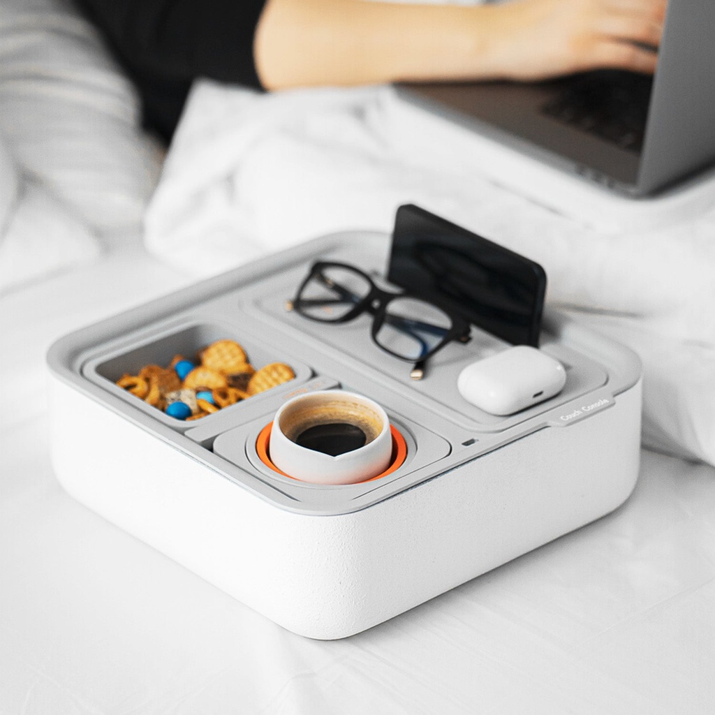 CouchConsole Cup Holder with Phone Stand Tray - Light Orange