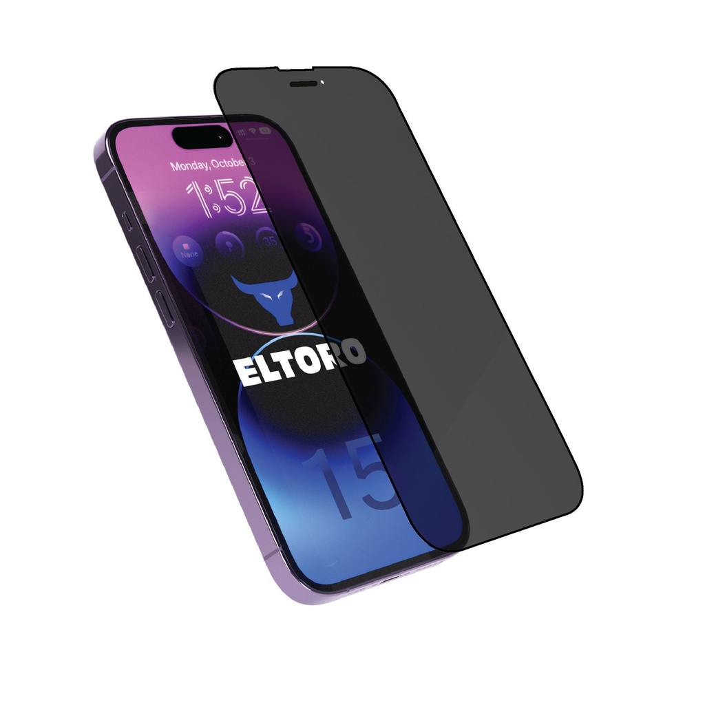 Eltoro Double Strong CF Screen Protector for iPhone 15 - 6.1 PRIVACY with - Black frame