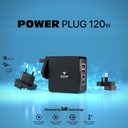 Eltoro Universal Charger 120w PD 3.0 & QC 3.0 GaN with 4 Ports 2 USB-A & 2 USB-C - Black