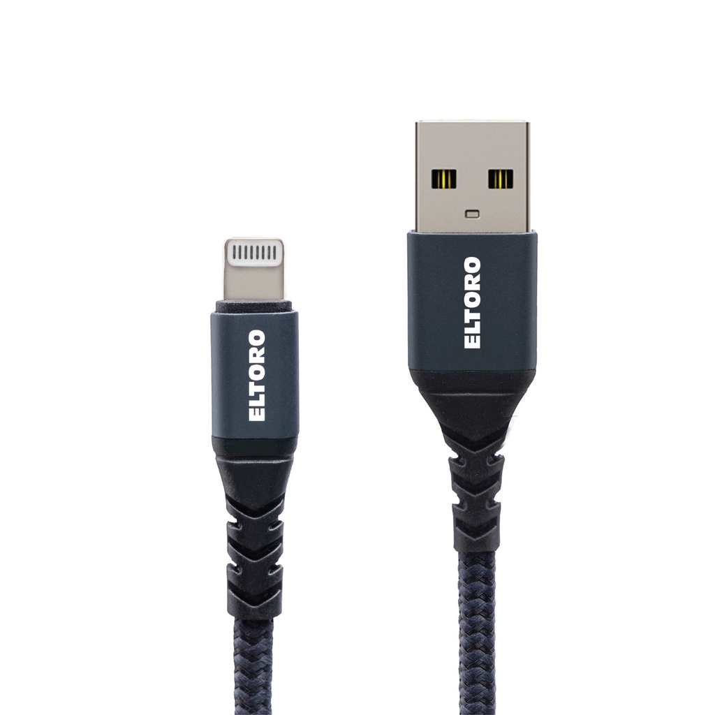 Eltoro USB-A TO Lightning KEVLAR Cable 1.5m with - Black Nylon + DEEP BLUE