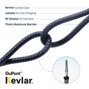 Eltoro USB-A TO Lightning KEVLAR Cable 1.5m with - Black Nylon + DEEP BLUE