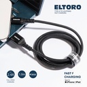 Eltoro USB-A TO Lightning KEVLAR Cable 1m with - Black Nylon