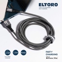 Eltoro USB-A TO Lightning KEVLAR Cable1.5m with - Black Nylon + Gray