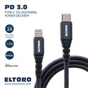 Eltoro USB-C TO Lightning KEVLAR Cable 1.5m with - Black Nylon + DEEP BLUE