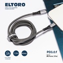 Eltoro USB-C TO Lightning KEVLAR Cable 1.5m with - Black Nylon + Gray