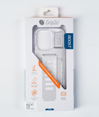 Grip2u Boost Case with Kickstand iPhone 15 Pro Clear