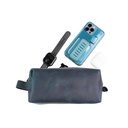 Kavy Leather Pouch Bag Blue