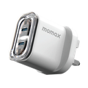 Momax 1 Charger Flow PD 35W GaN Wall Charger [2 ports] - UK Plug - White