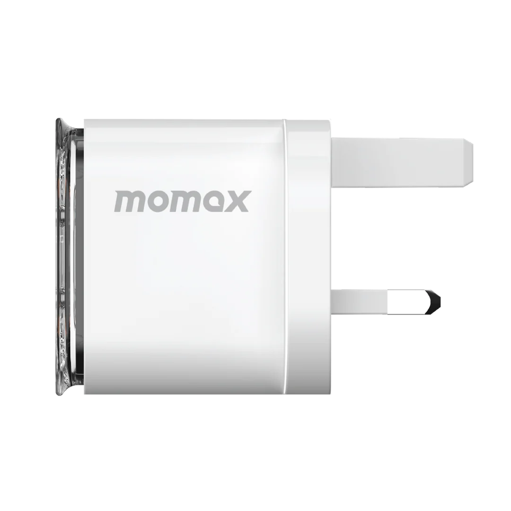 Momax 1 Charger Flow PD 35W GaN Wall Charger [2 ports] - UK Plug - White