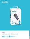 Momax Dual-Port Car Charger 38W UC15 - Grey