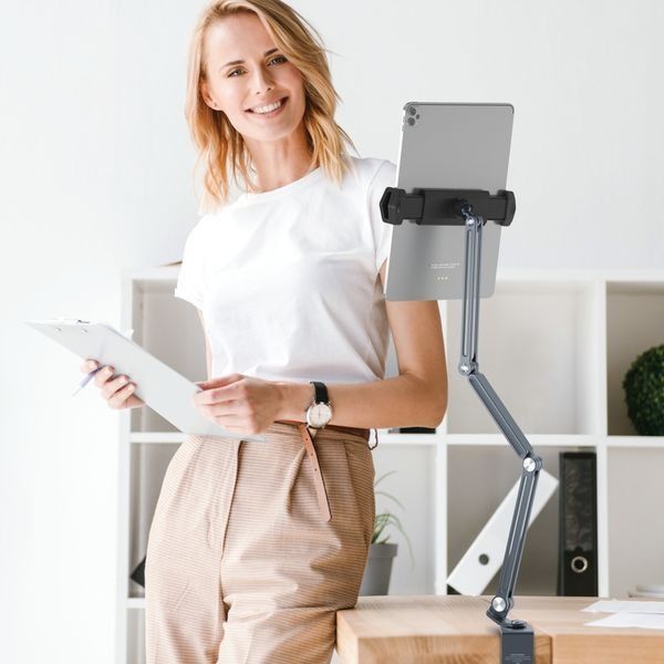 Momax Multi - Stand Full Motion Desk Mount for Tablet Space Grey