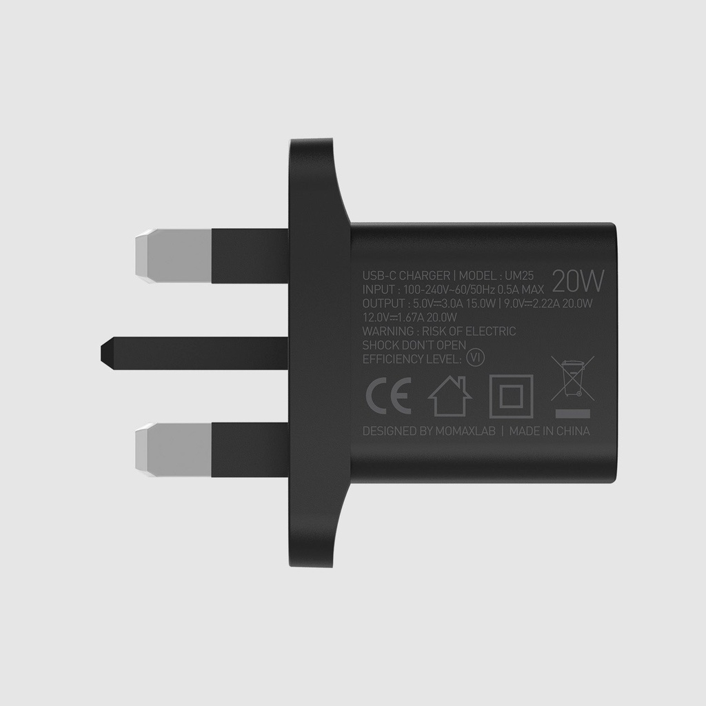 Momax One Plug 20W Mini USB-C Charger - Black