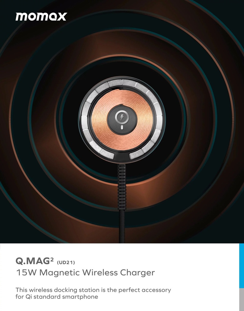 Momax Q.Mag Magnetic Wireless Charger - Grey