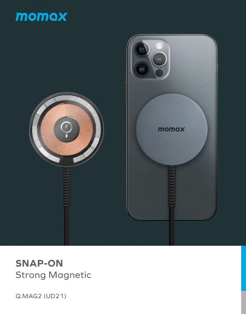 Momax Q.Mag Magnetic Wireless Charger - Grey