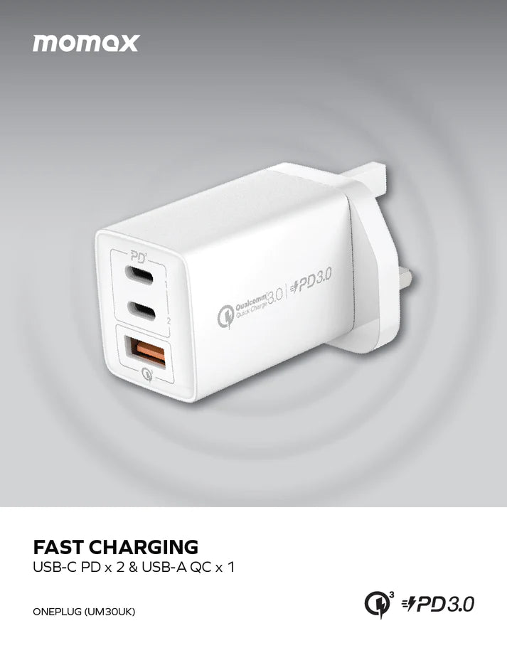 ONEPLUG 67W 3-Port GaN Charger White