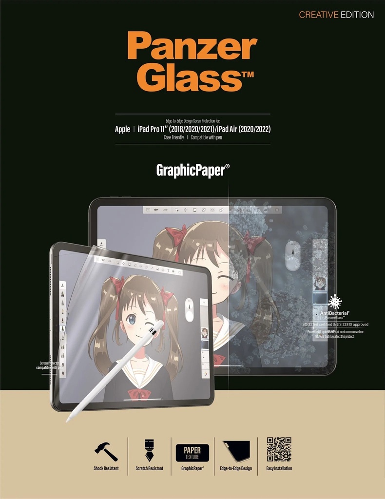 PanzerGlass Apple iPad Pro 11 2018 - 2020 - 2021/Air 2020 - 2022 Case Friendly GraphicPaper