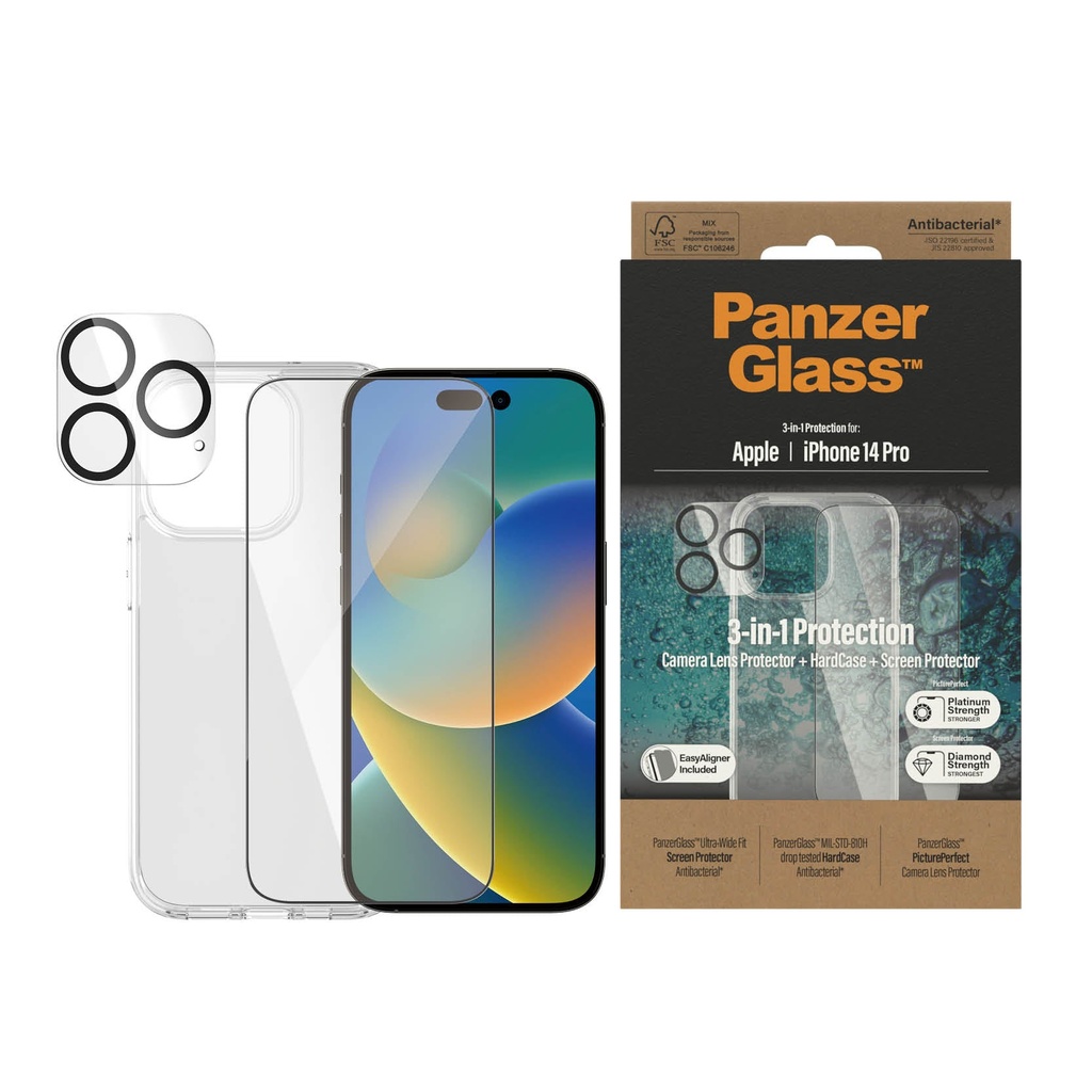 PanzerGlass iPhone 14 Pro Bundle Clear