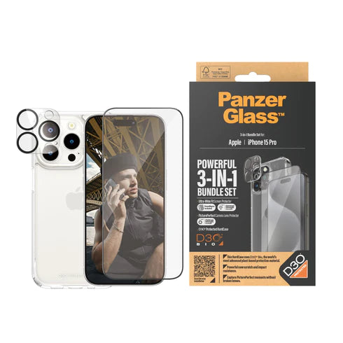 PanzerGlass iPhone 15 Pro3-in-1 Bundles - Clear