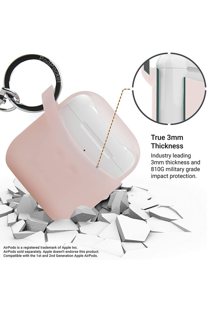 PodPocket AirPods 1,2 Secure Scoop Case - Frost Pink