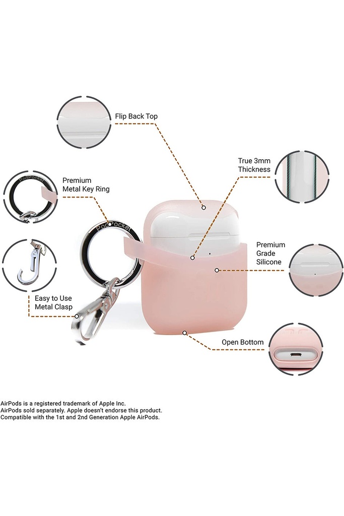 PodPocket AirPods 1,2 Secure Scoop Case - Frost Pink