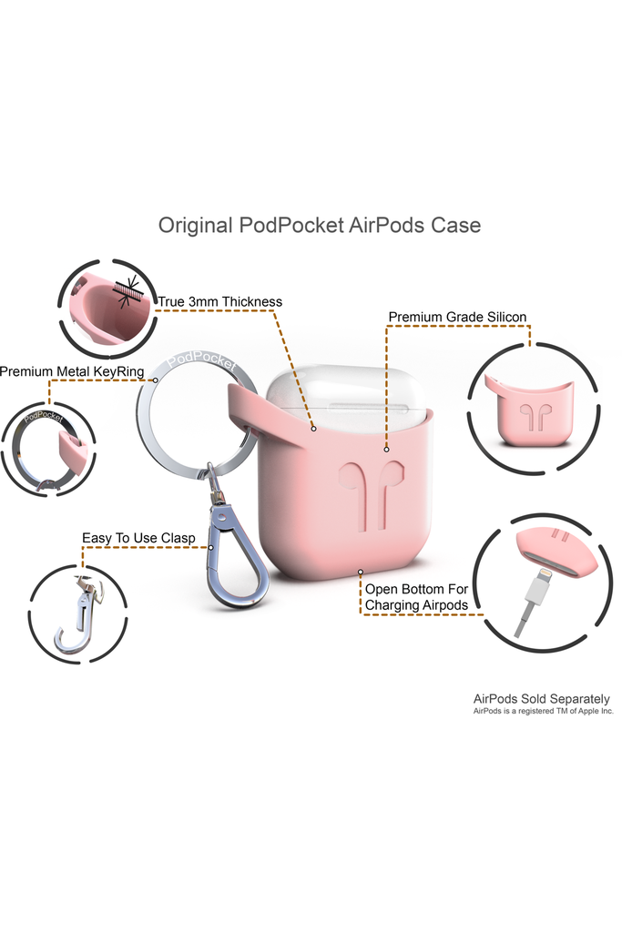 PodPocket AirPods 2 Silicone Case - AshPink