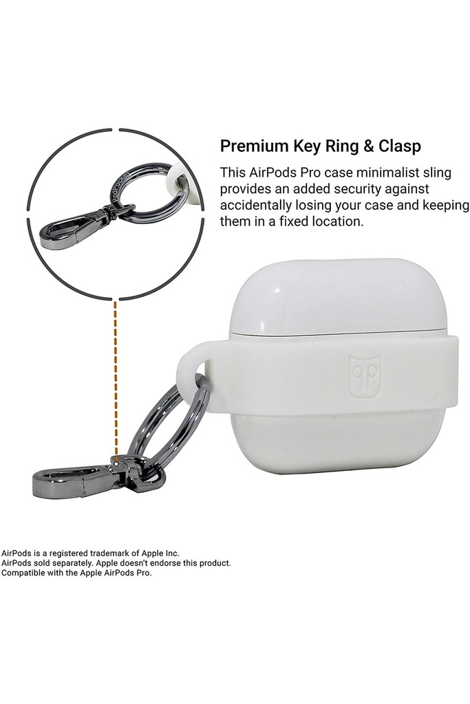 PodPocket AirPods Pro Sling Case with Keychain - Glacier White