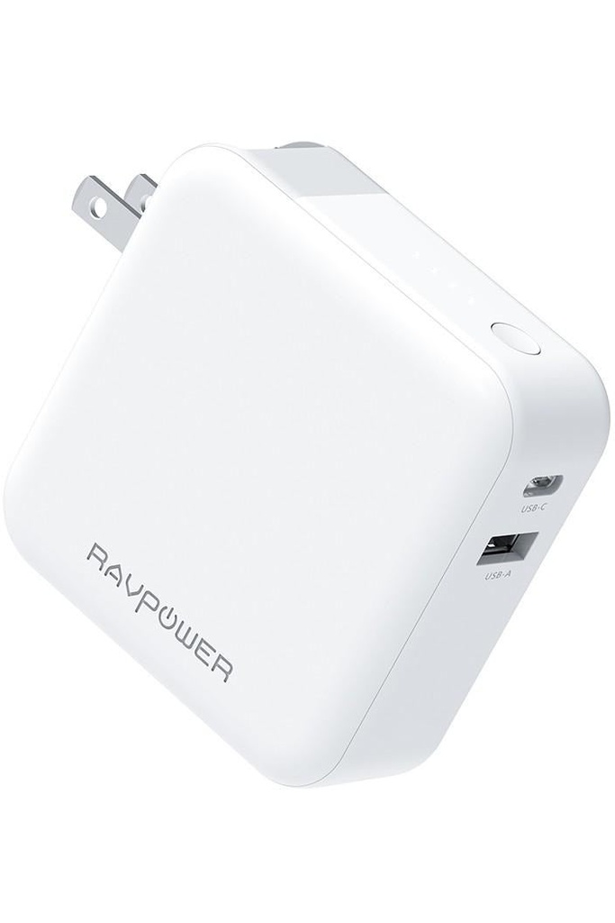 RAVPower Power Bank 2-in-1 5000mAh AC Plug PD QC3.0 - White