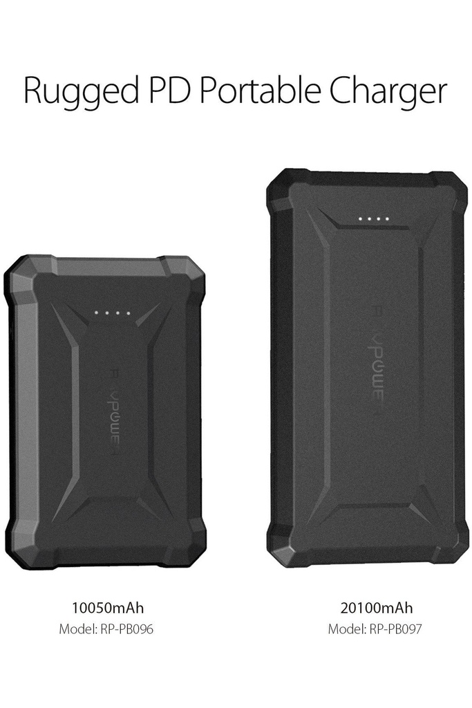 RAVPower Power Bank Rugged 10050mAh PD QC3.0 WaterProof - Black RP-PB096