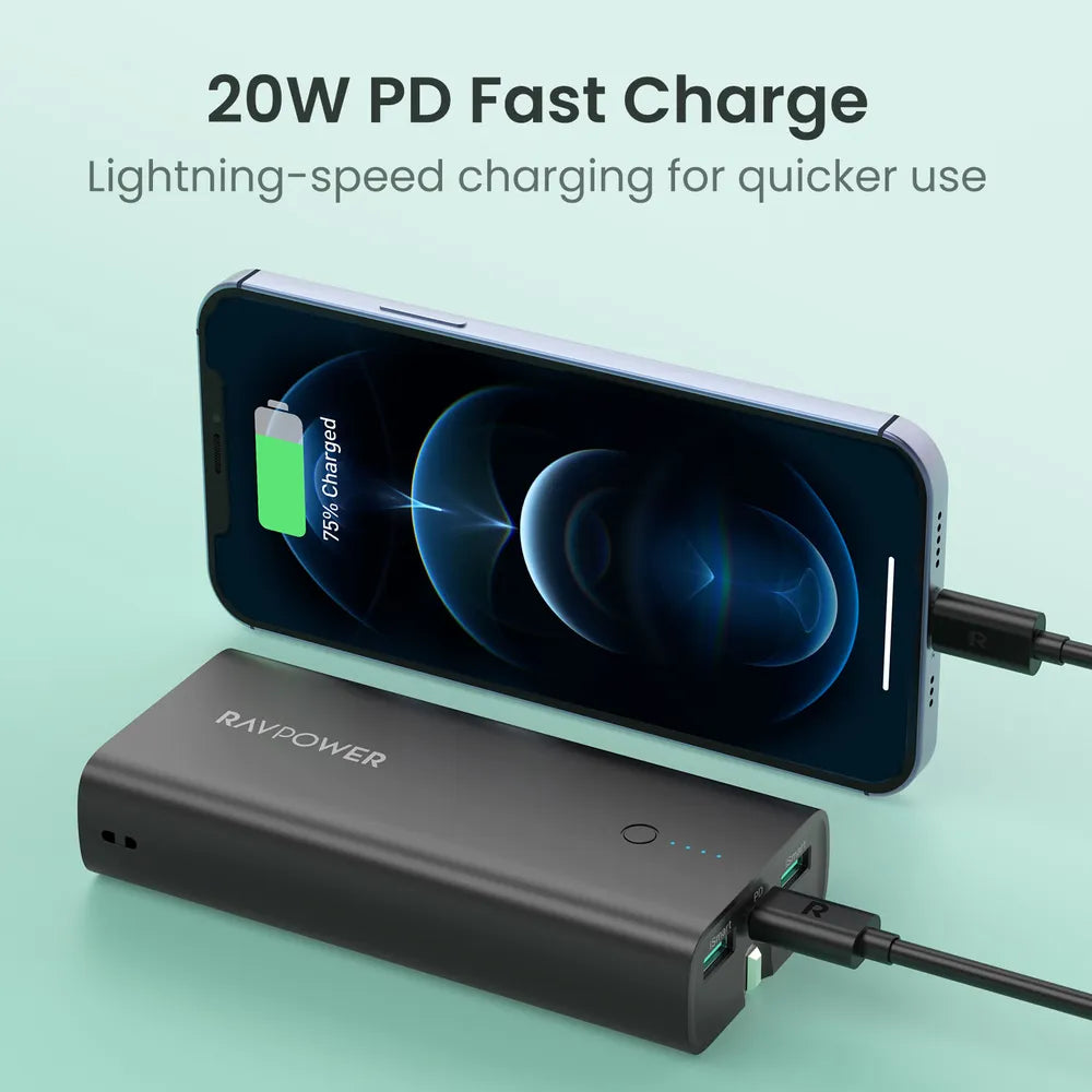 RavPower RP-PB243 10000mAh 3 - Ports with Power Bank UK Plug