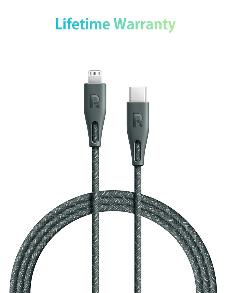 RAVPower USB-C to Lightning Cable 2m Nylon - Black