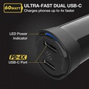 Scosche Powervolt 60W Certified Dual USB-C + USB-C Fast Car Charger Power Delivery 3.0 With Pps For All Smartphones Usb - C Devices - Black