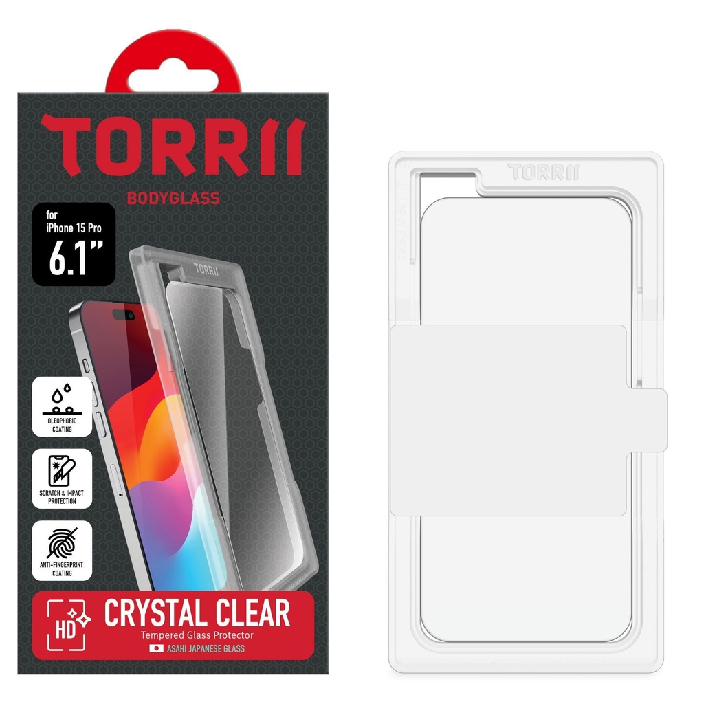 Torrii Bodyglass Screen Protector Anti - Bacterial Coating For iPhone 15 Pro - Clear