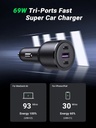 UGREEN 69W USB-C Car Charger - Black