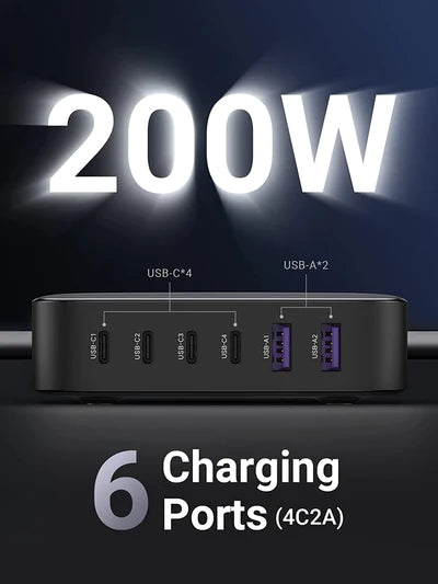 UGREEN GaN 200W Desktop Charger 6-Port