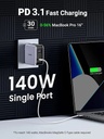 UGREEN Nexode 140W USB-C GaN Charger - 3 Ports Wall Charger