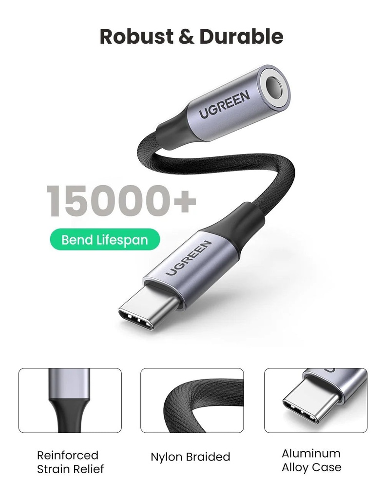 UGREEN USB-C to Jack 3.5mm Headphone Adapter - Gray