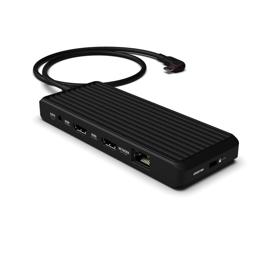 UNISYNK USB-C to 10 Dual Screen Hub with 100W PD power throughput - Black