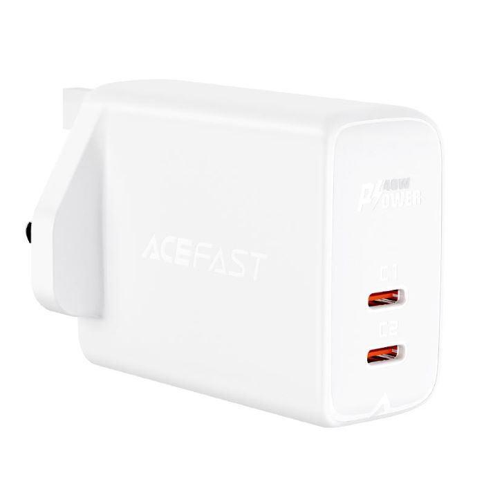 AceFast Fast Charger Wall Charger A12 PD 40W 2 x USB-C UK - White